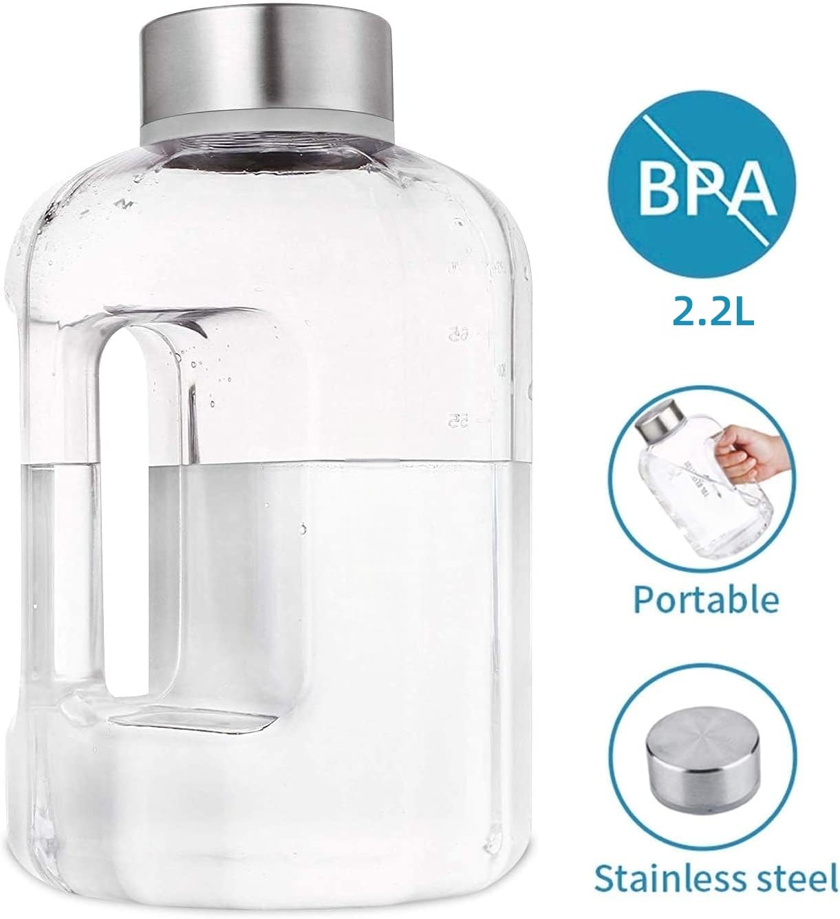 Amazon.co.jp: VENNERLI 水筒 2200ml 22L 安全・BPAフリー 目盛り付き