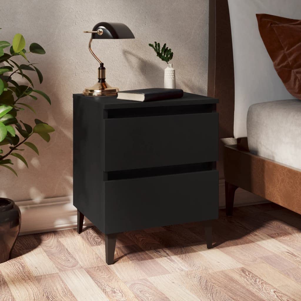 Table de chevet noir avec tiroirs lot de 2 pour résoudre le manque de rangement de lit chambre