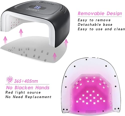 Miniatura 5 de Luz UV recargable para uñas, lámpara de uñas LED UV inalámbrica de 60 W con 42 cuentas de luz roja, sensor automático y secador de uñas portátil
