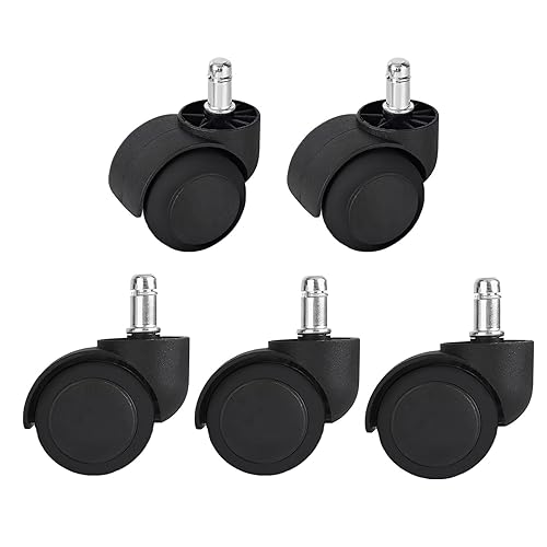 Ruedas de repuesto para silla de oficina, paquete de 5, pisos de madera dura y alfombra, ruedas de goma de alta resistencia, ruedas de goma de