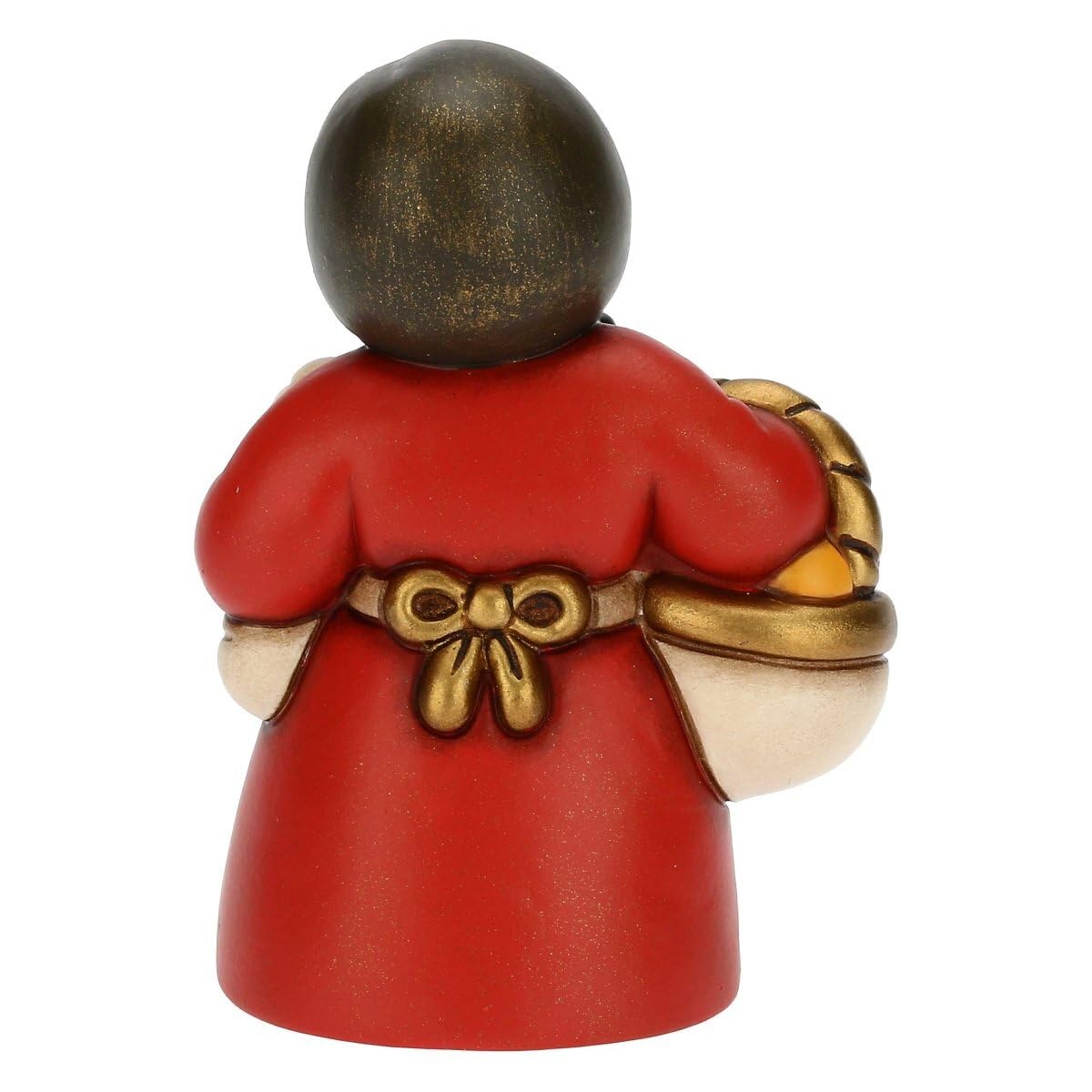 THUN - Presepe 2022 - Statuina Presepe Donna al Mercato in Ceramica Decorata a Mano, Versione Vestito Rosso - Linea Presepe Classico - 5,8x5x8 cm h