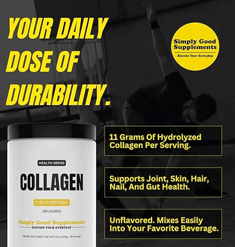 Miniatura 2 de Colágeno en polvo 0.39 oz de péptidos de colágeno hidrolizados tipo II por porción Apoya la función de las articulaciones, elasticidad de la piel