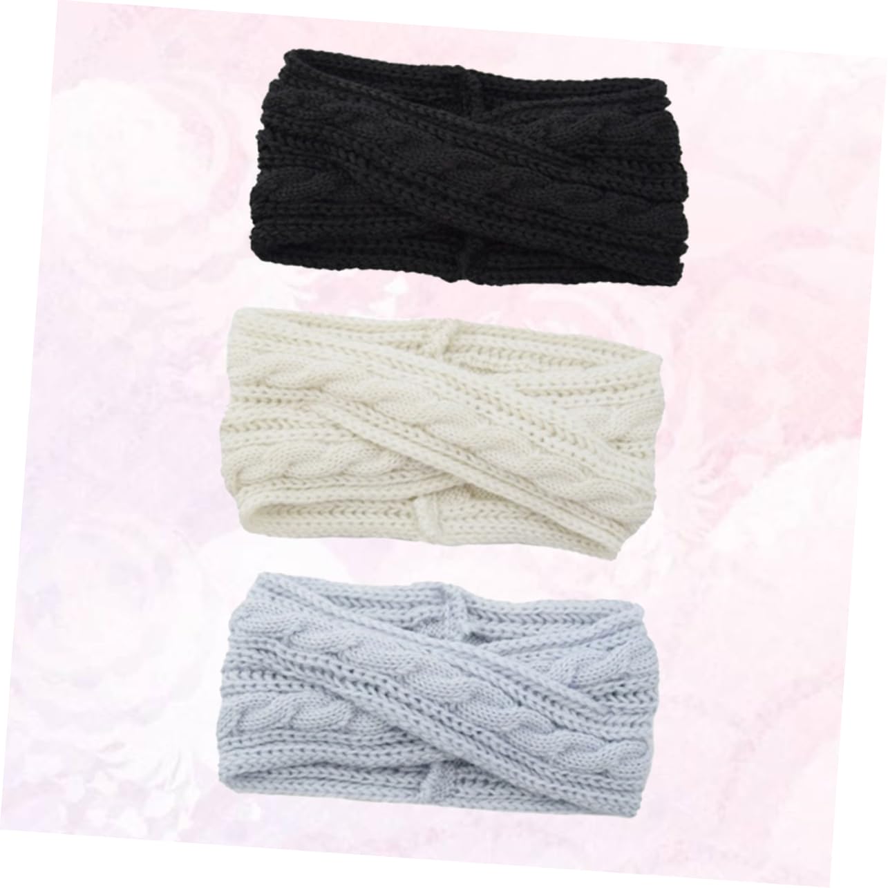 Didiseaon 6pezzi Fasce Per Lana Tricotata Fascia Donna Elegante Con Design Incrociato Accessori Maglia Per Inverno Nero Bianco e Argento