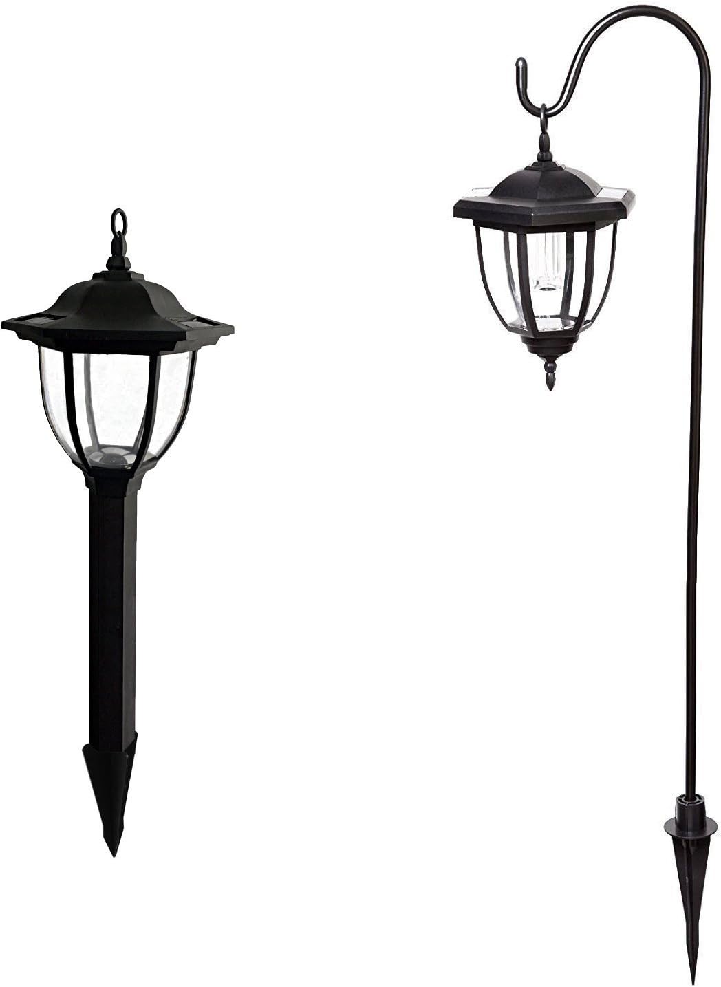 Solar Lights Outdoor Landscape Lights with 2 Shepherd Hooks (2 Pack)