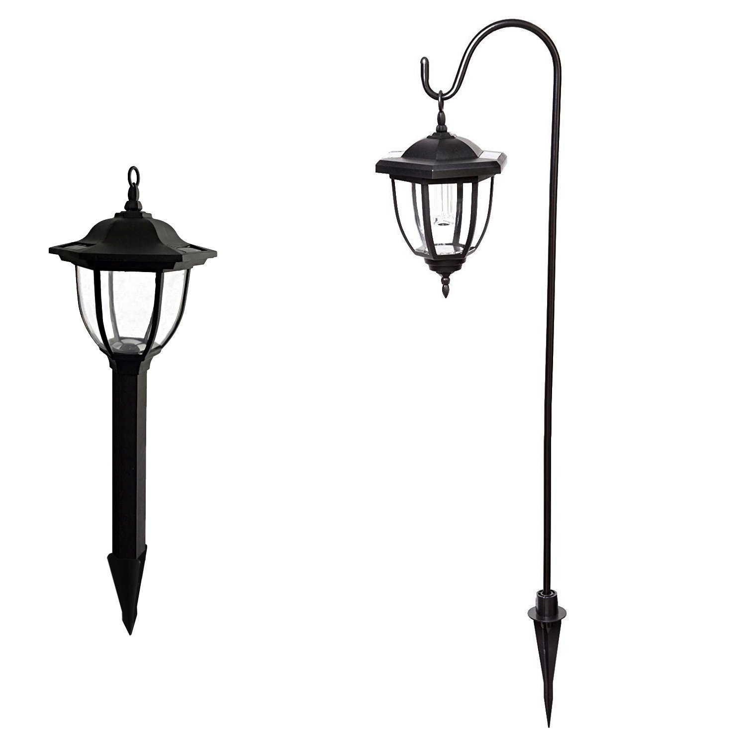 Solar Lights Outdoor Landscape Lights with 2 Shepherd Hooks (2 Pack)