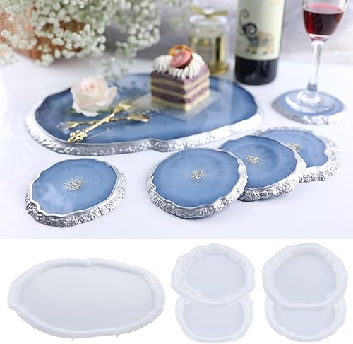 Miniatura 10 de Moldes de resina para posavasos de silicona, geoda de ágata para alfombrillas de resina epoxi, decoración del hogar (4)