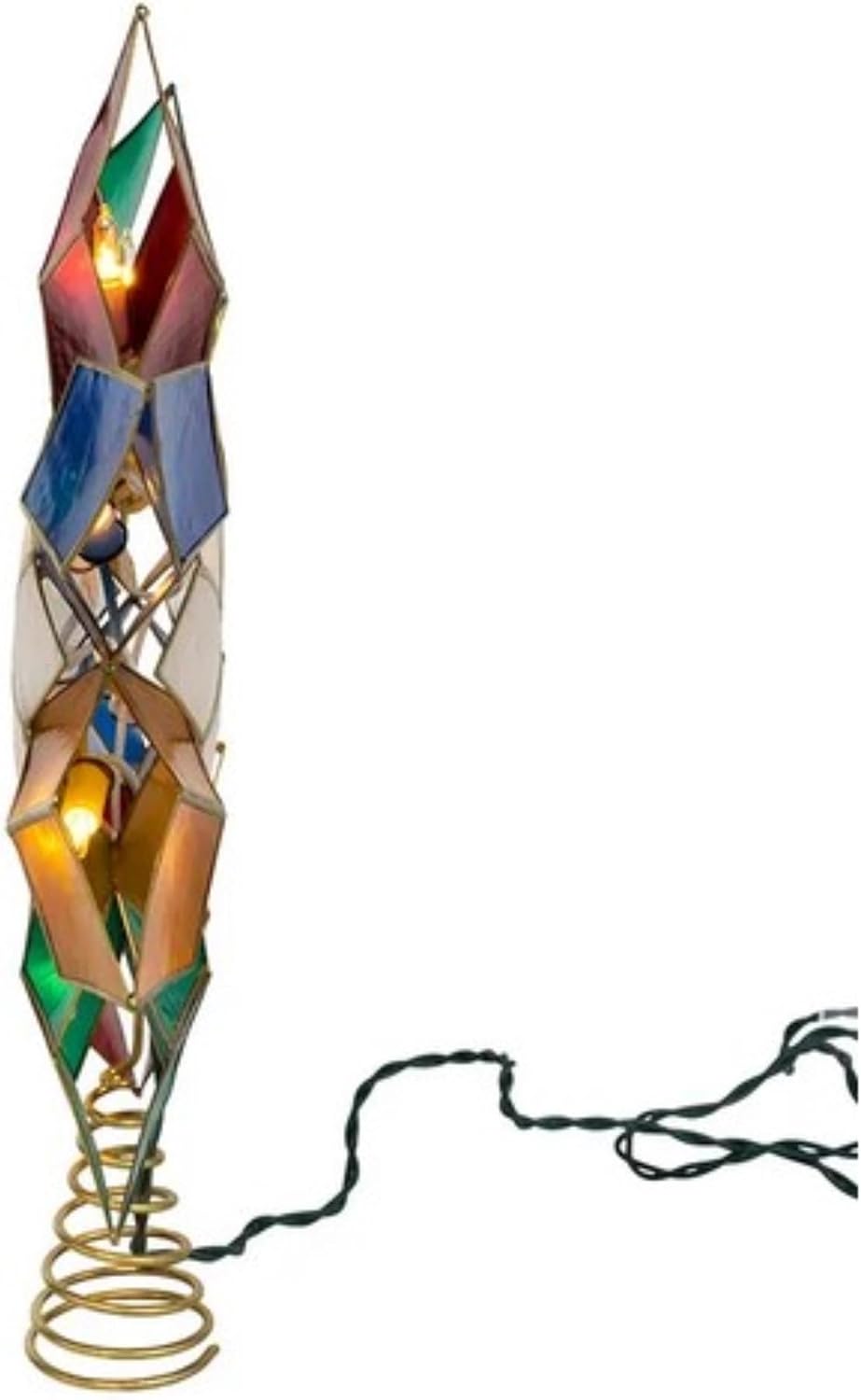 Kurt Adler 13-inch UL 10-Light Multicolor 8-Point Double Face Gold Capiz Star Treetop