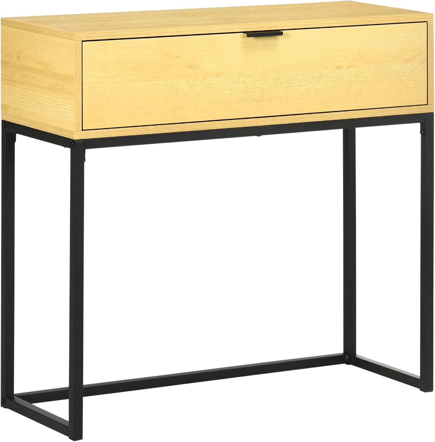 Consolle Ingresso Nordica Con 2 Cassetti - Legno Rovere E Gambe Acciaio, 100x30x80.5 Cm