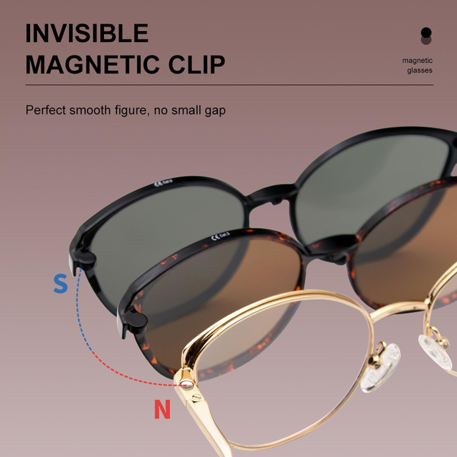 Bauhaus Magnetic Clip on Sunglasses for Men & Women Polarized UV Protection Retro Square Eyeglasses Fit Over Night Driving