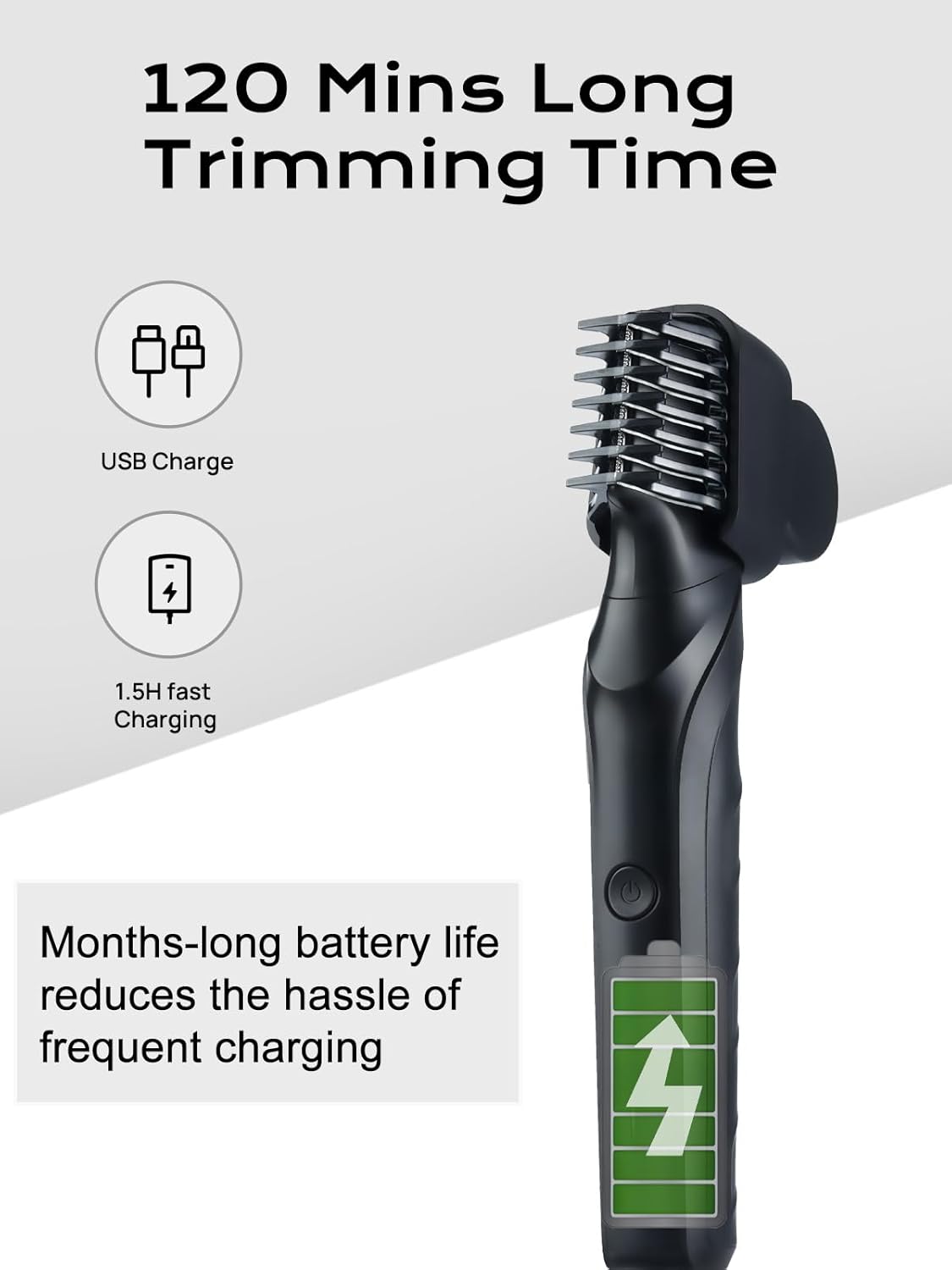 Electric Body Hair Trimmer for Men,Cordless Waterproof Body Razor 120 Mins Long Lasting,V-Shaped Lightweight Portable Pubic Hair Trimmer for Ball/Groin Pubic Sensitive Area