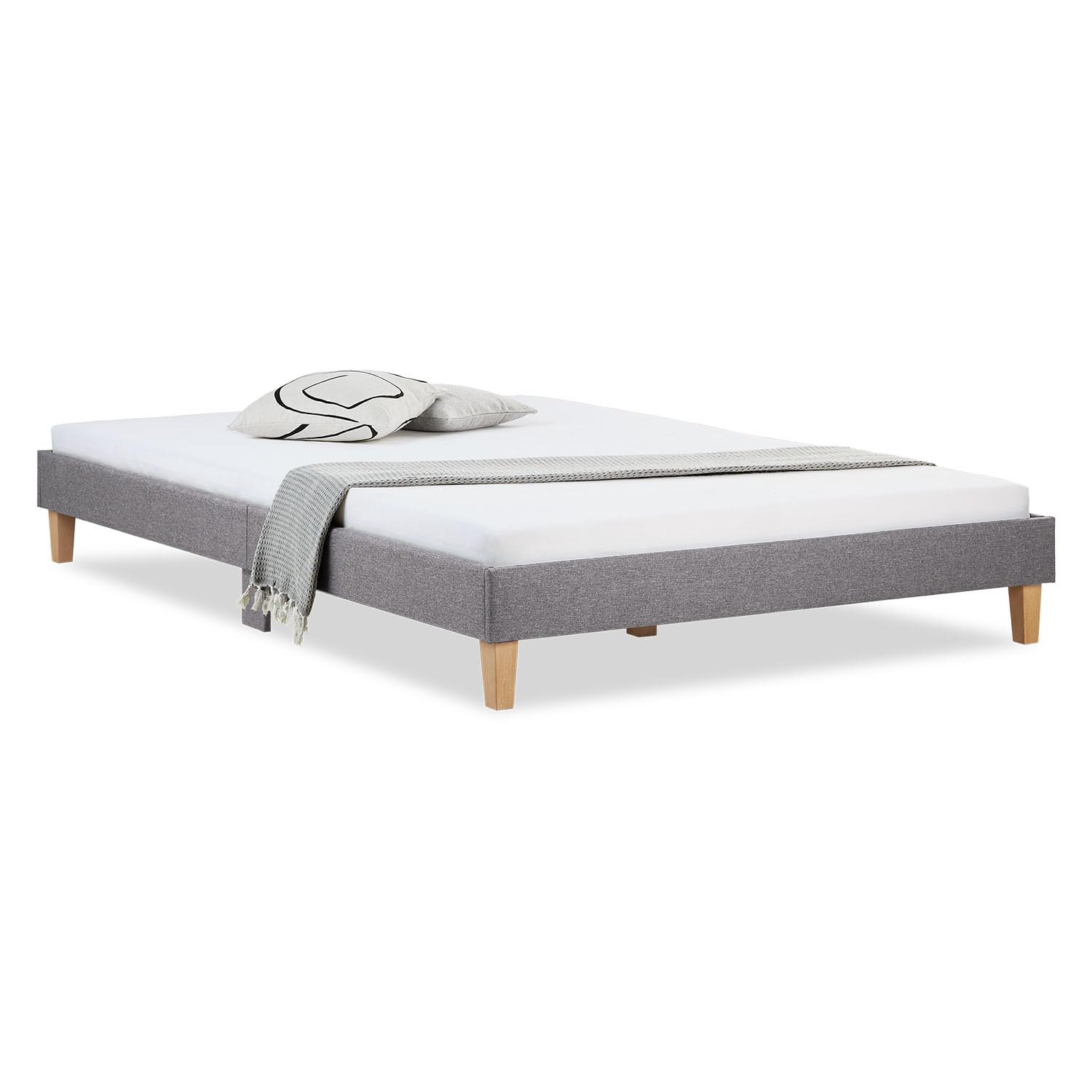 Homestyle4u 1982 Polsterbett, Grau, 160x200 cm, mit Lattenrost