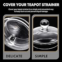 Vista 6 de Angoily Tetera de vidrio para tetera, 4 piezas, tapa de tetera de repuesto, tapas de coladores de té, tapas sueltas para tetera de té, cubierta