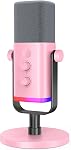 FIFINE USB/XLR Microphone dynamique pour l'enregistrement Podcast, PC Computer Gaming Streaming Mic avec RGB Light, Mute Button, Casque Jack, Desktop Stand, Vocal Mic pour chanter YouTube-AmpliGame AM8