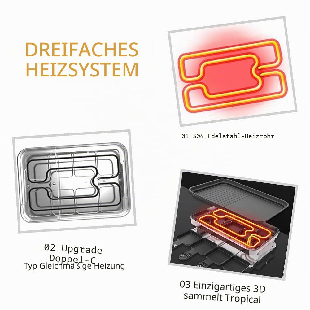 Raclette 8 Personen Grillplatte Antihaftbeschichtet Raclette Grill 4 6 Personen mit 8 Mini Raclette Pfännchen & 4 Holzspatel Stufenlos Regulierbare Temperatur 1500W Edelstahl