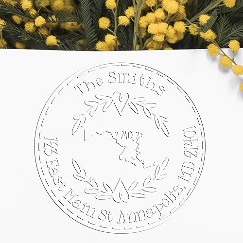 Miniatura 302 de Round State Love - Sello de dirección de devolución para Texas, uso con almohadilla de sello, mango de madera, sello de dirección de Texas