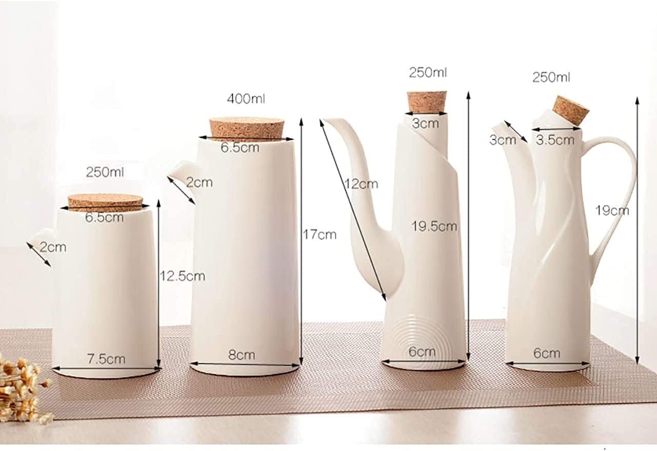 Vinegar Bottle Anti-Leakage Ceramic Oil Dispenser Bottle 250ml White Ceramic Soy Pourer Liquid Dispenser Condiment Dispenser