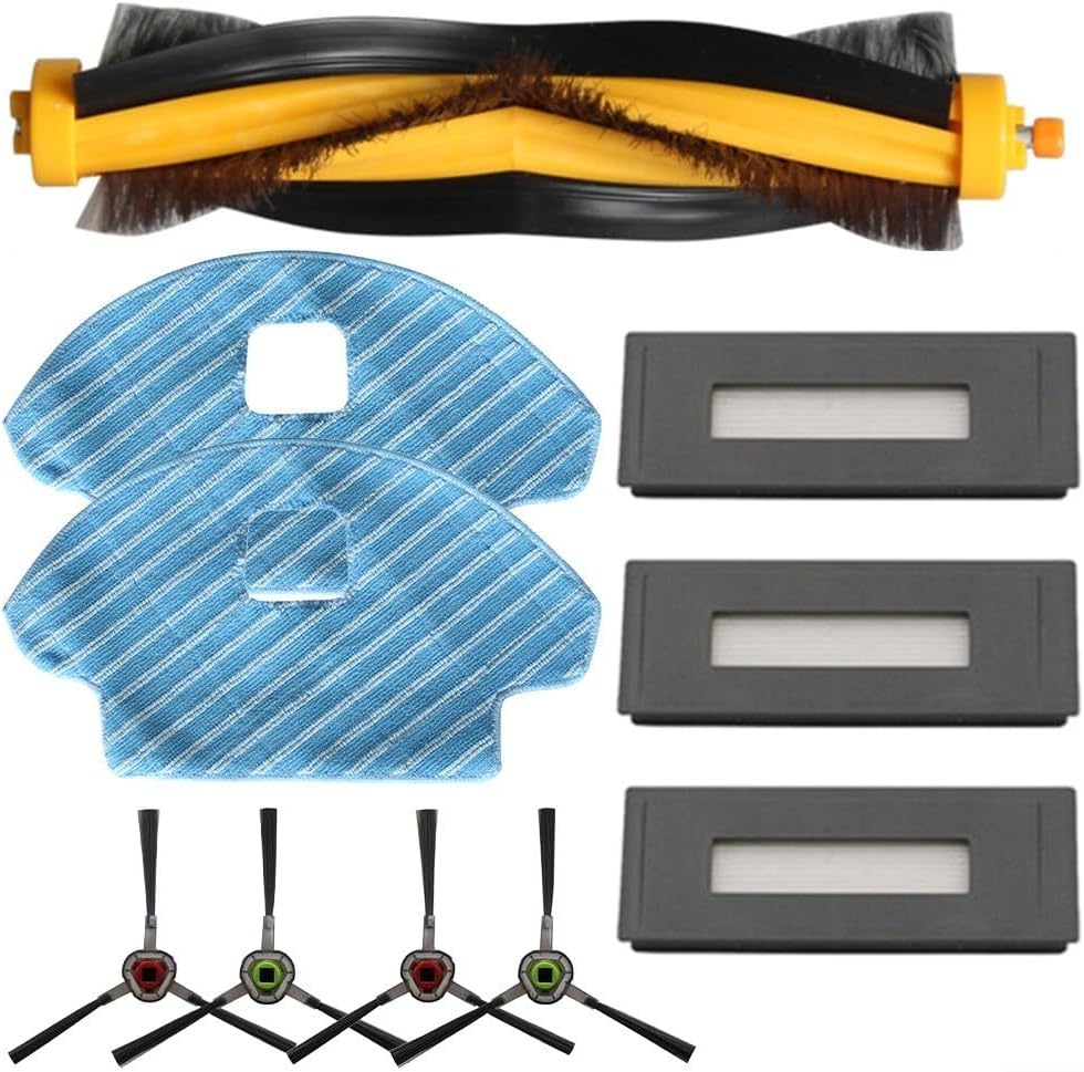 ZMO 930/610 Robot Vacuum Cleaner Replacement Kit Main Brush, Side Brushes, Filters and Mop Cloth for All around Cleaning (B)