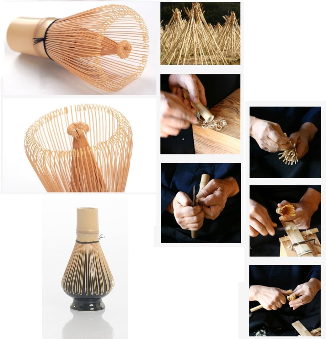 Handcrafted Skinny Bamboo Matcha Whisk 100 prong, Traditional Japanese Chasen Matcha Stirrer - Purple/Black Bamboo Whisk Made from Durable and Sustainable Organic Bamboo