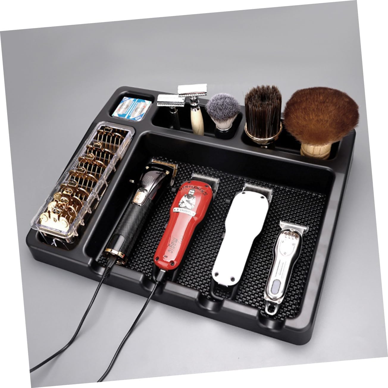 Ipetboom Hair Salon Clippers Holder Organizer Tray with Non-Slip Mat for Barber Stations Professional Clipper Storage for Hairdressing Tools 1 Piece