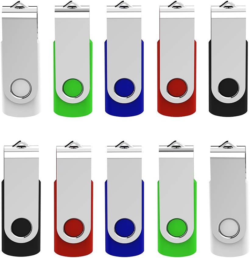 - 16GB Flash Drive 10 Pack USB Flash Drive 16 gb KEXIN Thumb Drive Memory Stick Zip Drive USB 2.0, 5 Colors (Black, Blue, Green, White, Red)