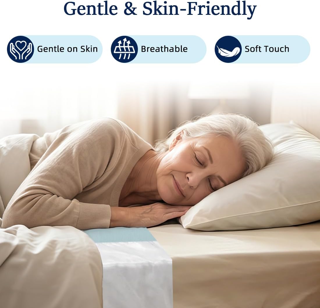 Secure Wing Washable Incontinence Bed Pads – Bed Pads with Tuckable Wings, Breathable Underpad & Mattress Protector for Elderly, Post‑Surgery & Bedridden Care (Green, 28.3”x39.3“)