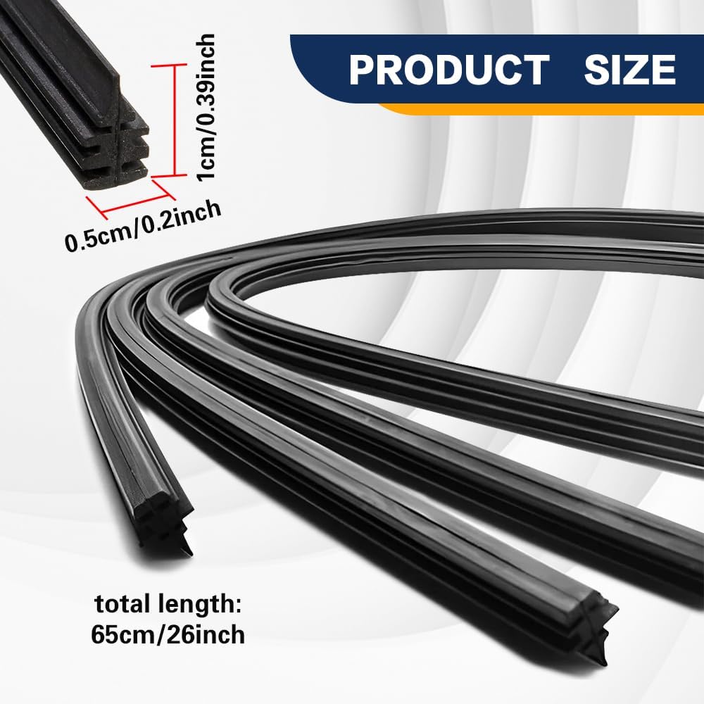 4PCS Wiper Blade Refill, Windshield Wiper Blade Refills, 26" Adjustable Size of the Universal Wiper Rubber Refills, Universal Car Accessories for Front & Rear Windshield Wiper Baldes Strip