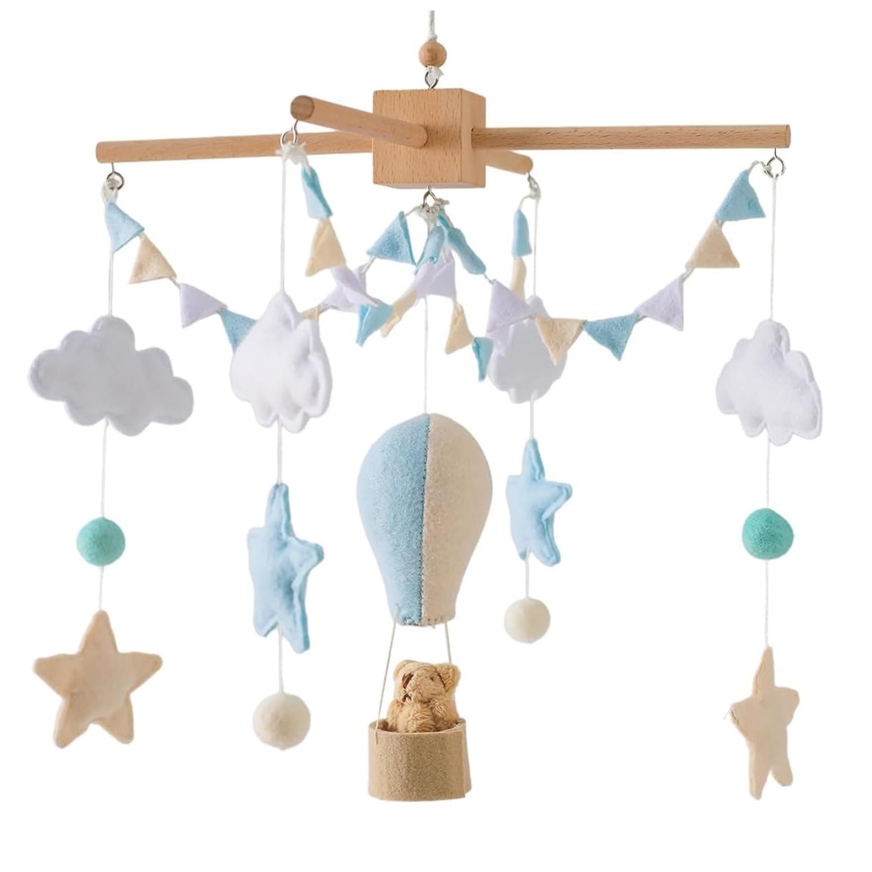 Baby Crib Mobile, Hot Air Balloon Felt Hanging Decor for Nursery, Bedroom, Ceiling