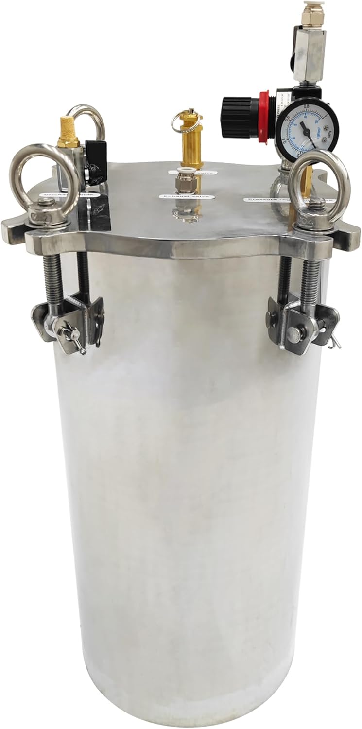 Glue Dispenser Pressure Tank Stainless Steel Dispensing Storage Bucket Fluid Dispensing Storage Barrel with Dispensing Valve 20L