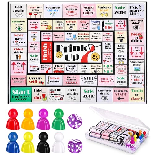 IISVCUNY Wonderful Game Drink up Board, Drinking Board Games for Adults, Funny Drinking Games, Ideal for Girls' Night and Bachelor Party, Suitable for 2-8 Players, Adults Over 21 Years Old