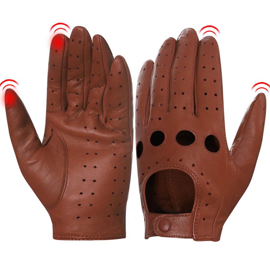 Guantes de conducción de piel de cordero para mujer Harssidanzar GL009UK sin forro transpirables 7