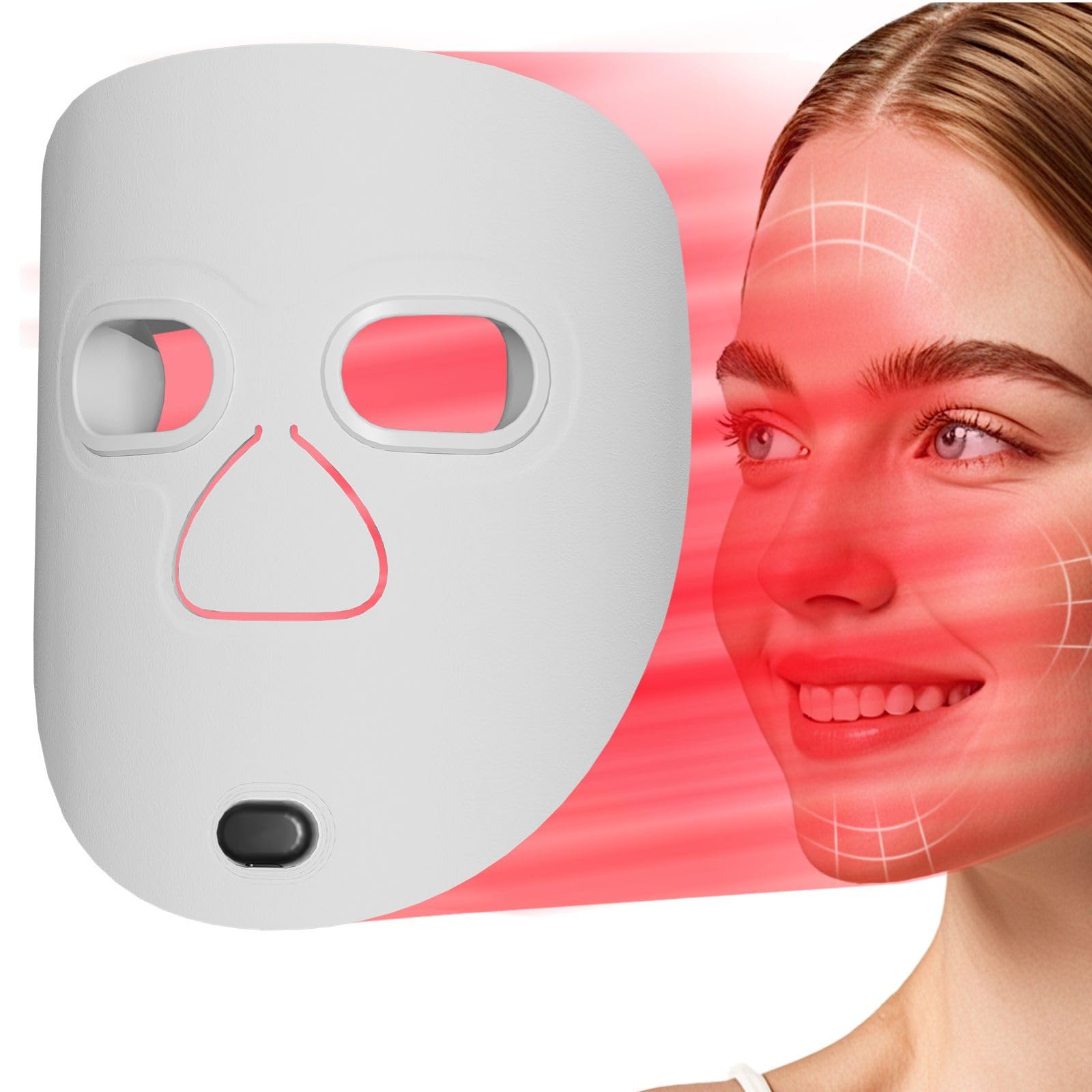 LED Gesichtsmaske mit 70 LEDs, 4 Farben & Nahinfrarot 630/850nm, Hautpflege & Wellness, Pflege reifer Haut & bei Hautunreinheiten, tragbar & wiederaufladbar für Gesicht & Hals,Gris