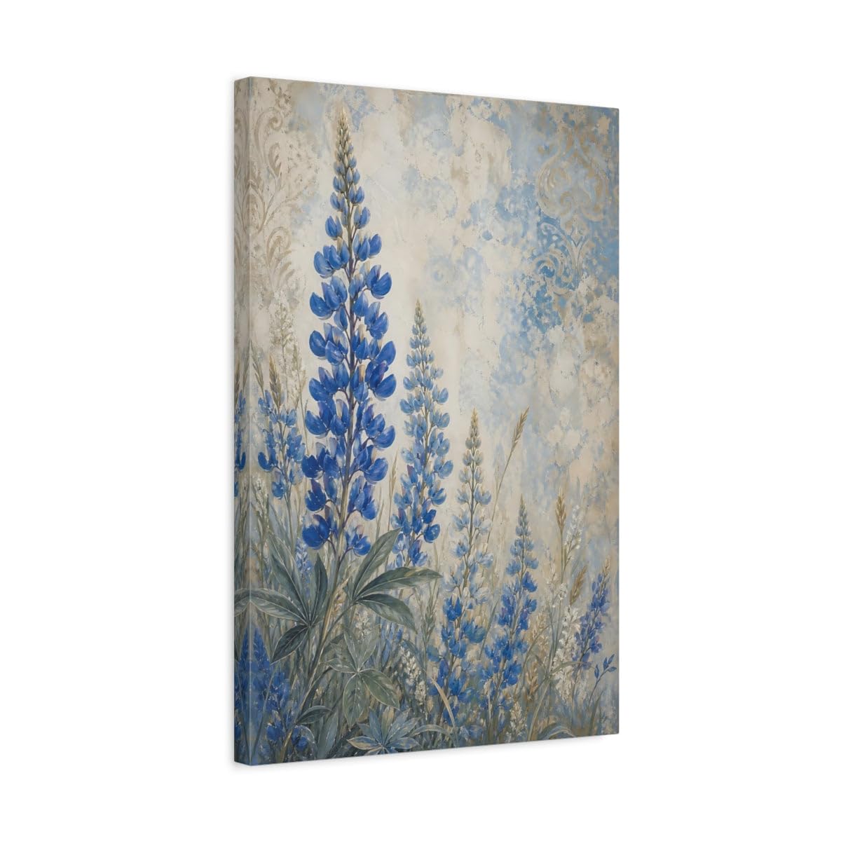 Impression toile lupins bleus tableau vegetal vertical salon - 8