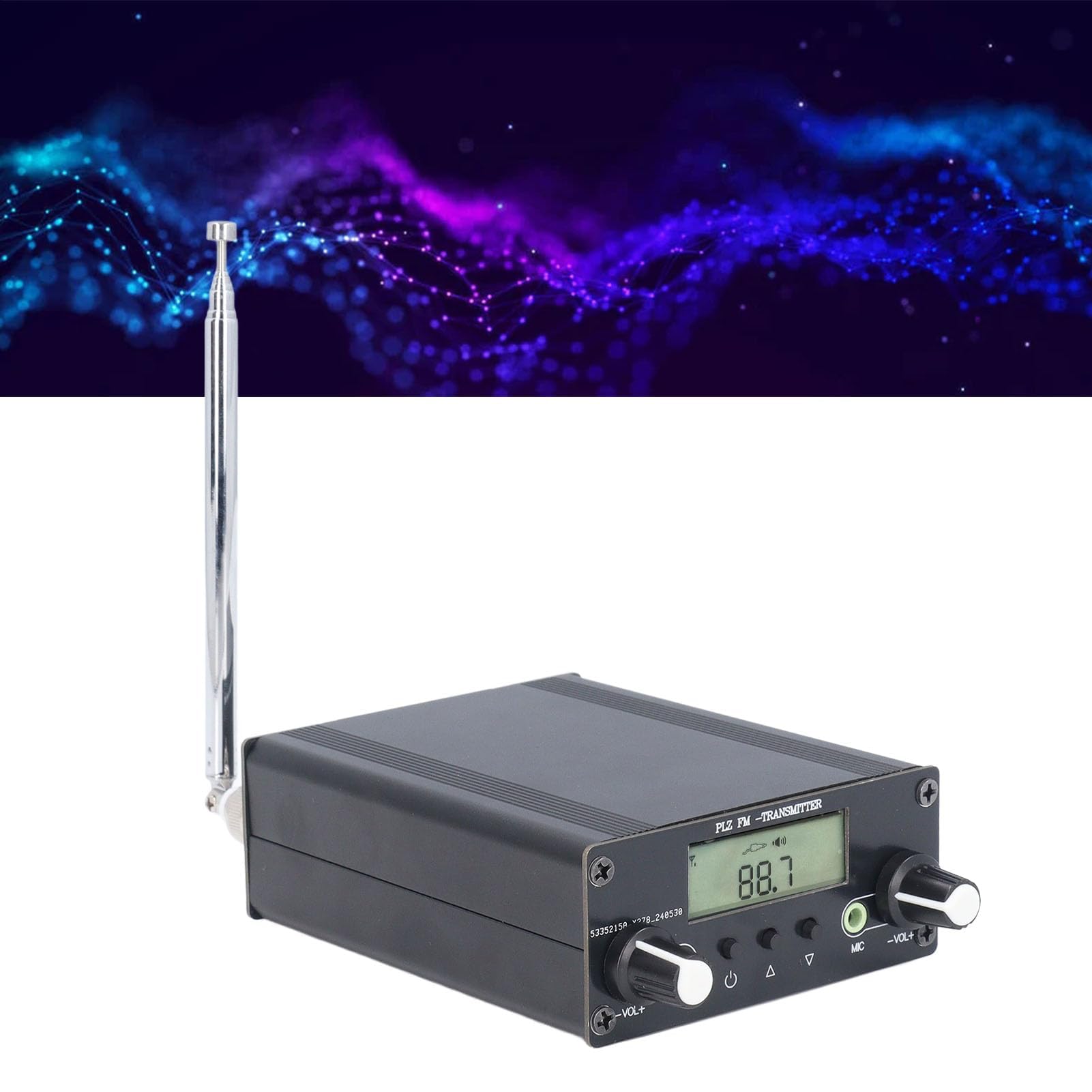 Trasmettitore Stereo FM DC12V Trasmettitore di Trasmissione FM in Lega di Alluminio Mini Stazione Radio Stereo per Cinema e Chiese All'aperto