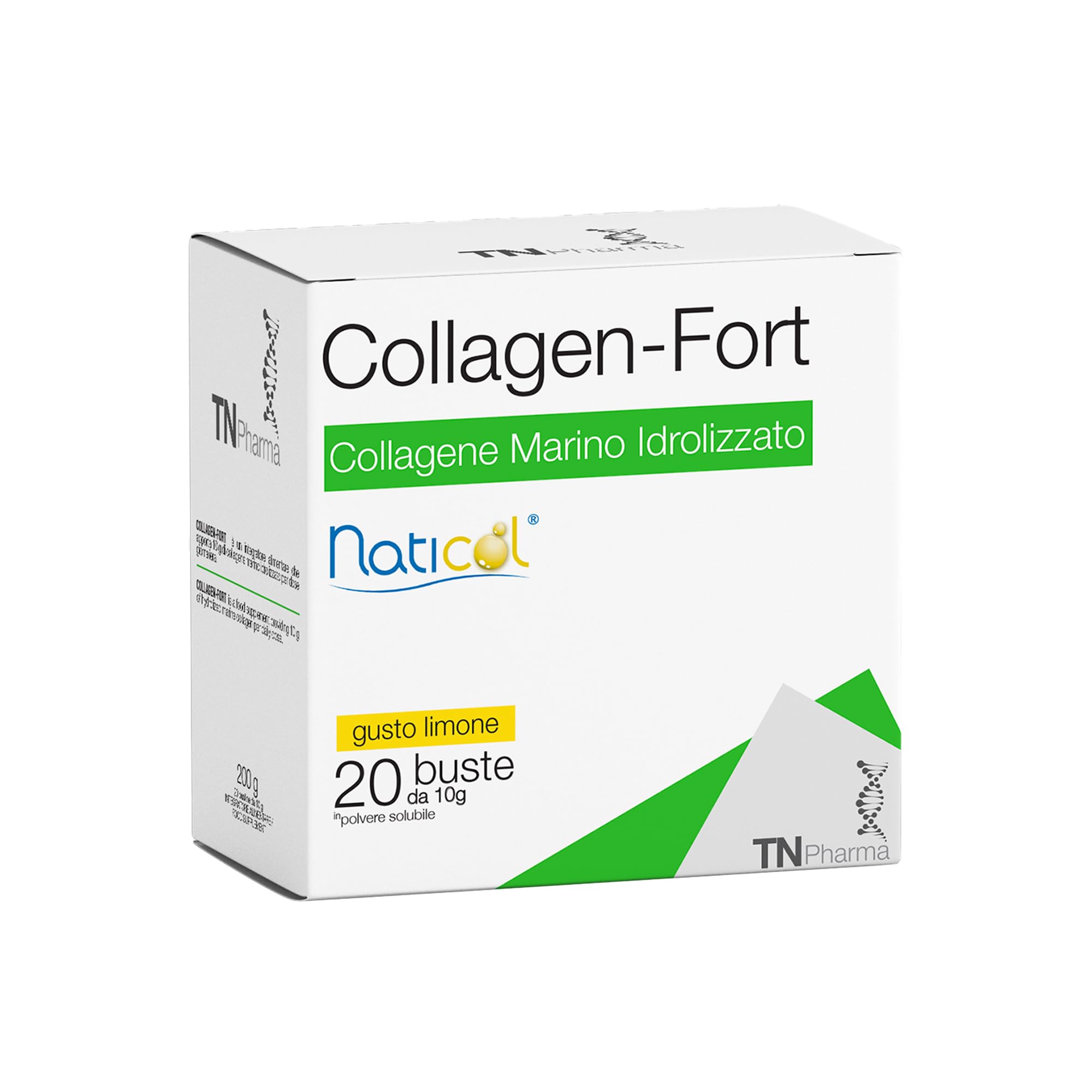 TN Pharma Collagen-​fort, Integratore di Collagene Marino Idrolizzato Naticol, 20 Bustine, 10g per Bustina, Senza Glutine, Senza Lattosio