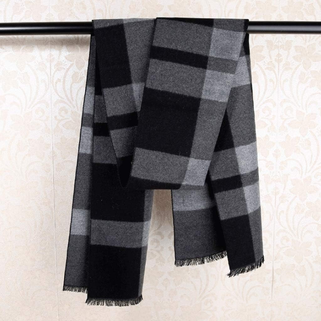 Silk Scarves Men's Scarves Autumn and Winter Bib Silk/British Business V (Color : Black+red)