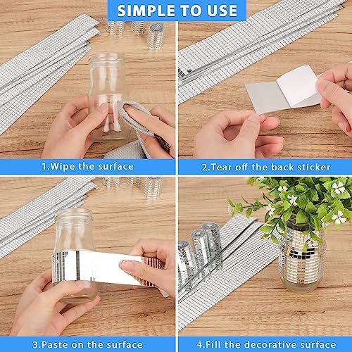 ATPWONZ 20 Rolls Mirror Mosaic Tiles, 9600 Pieces Self Adhesive Mosaic Tiles,Disco Ball Stickers,Mini Mirror Self Adhesive Mosaic Tiles for DIY Mirror Decoration(5x5 mm)