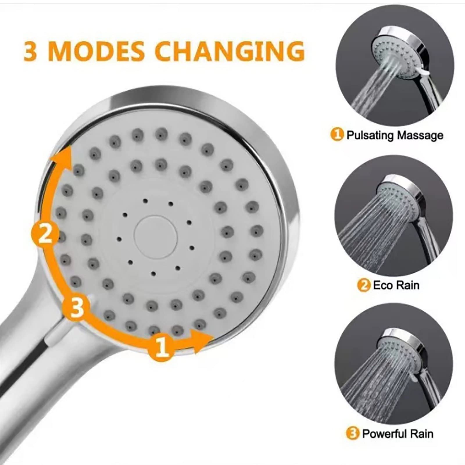 SWHC Alcachofa Ducha, 3 Modos Alta Presión Antical Alcachofa de Ducha de Mano, ABS Cromo Universal Ahorro de Agua Duchas de Baño Alcachofa Fácil de Instalación