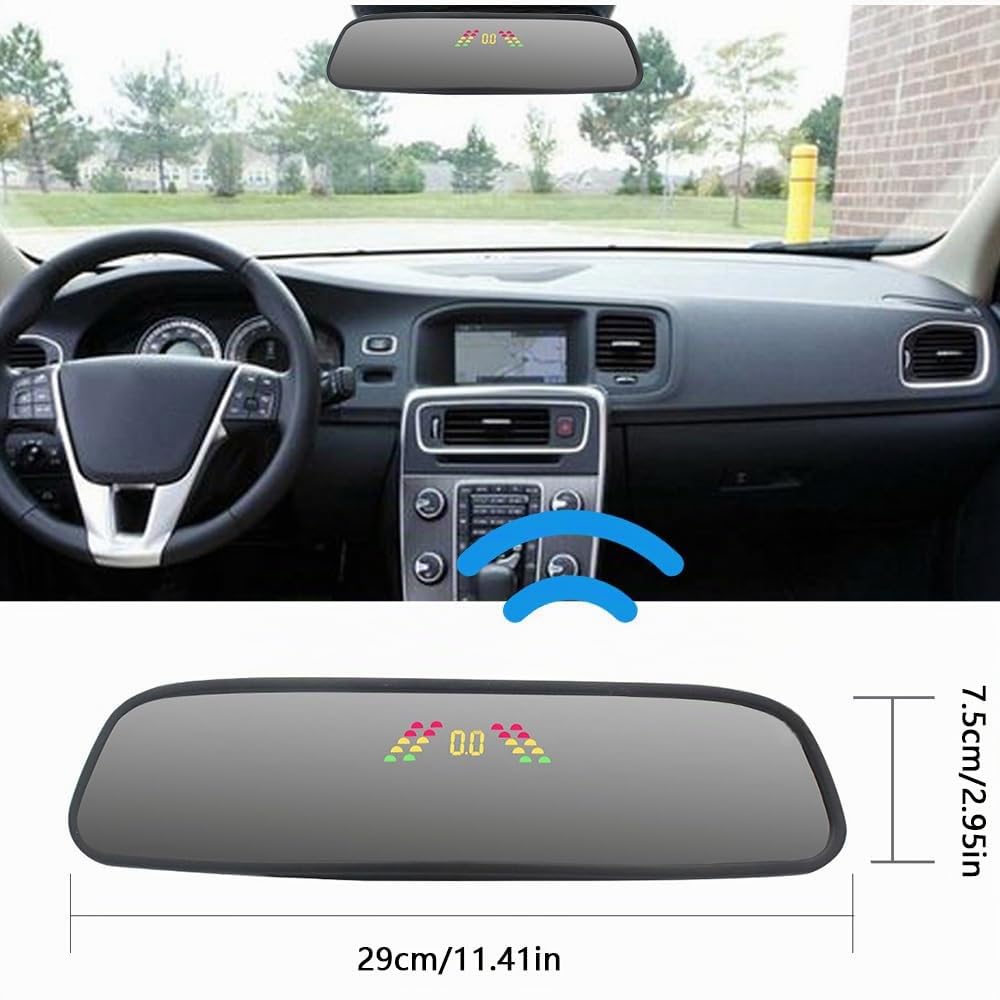 MASO Radar de recul sans fil pour voiture avec kit de 4 capteurs, capteur de stationnement arrière sensible avec système radar, radar de recul sans fil pour voiture DC 12V 0,3-2,0m/11,81-78,74po, Noir