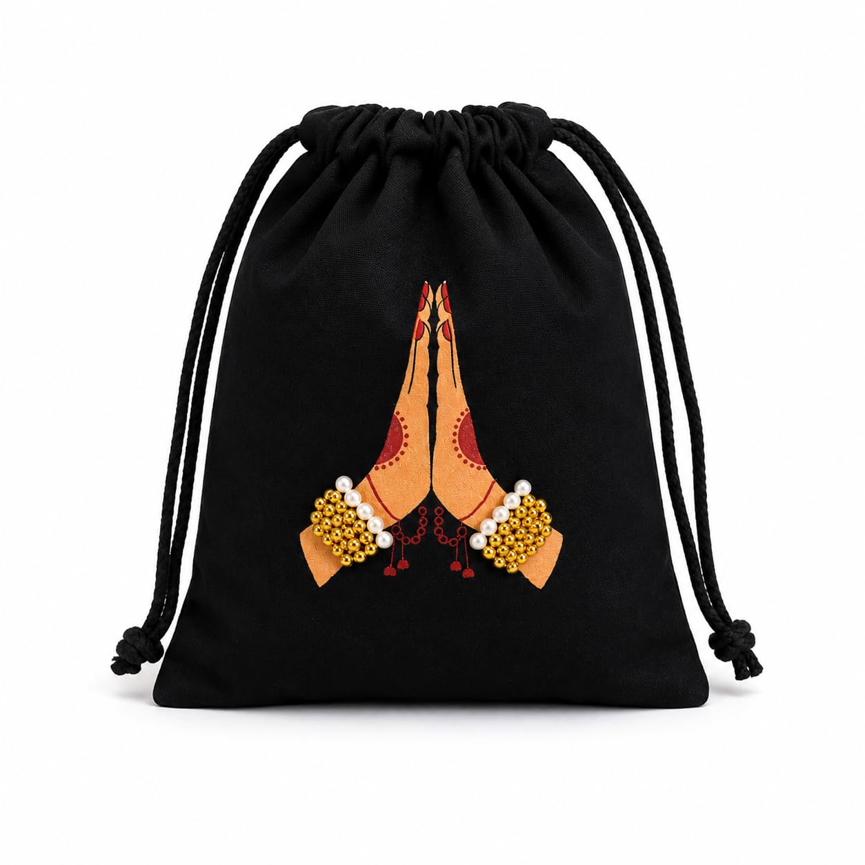 Hand-painted Drawstring potli backpack-image-19