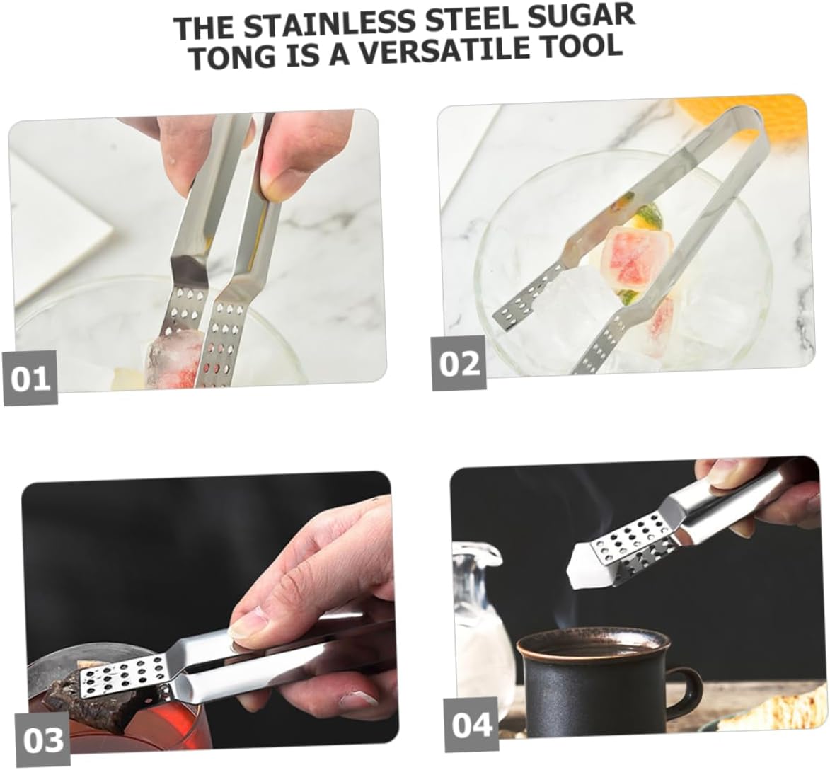 2pcs Stainless Steel Ice Cube Tongs for Bar and Kitchen Use