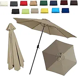 Cobertura de tecido de guarda-sol de substituição de 6,5/8,8/3 m, tecido de substituição para guarda-sol, proteção UV de poliéster, capa de substituição para guarda-sol, cinza claro,