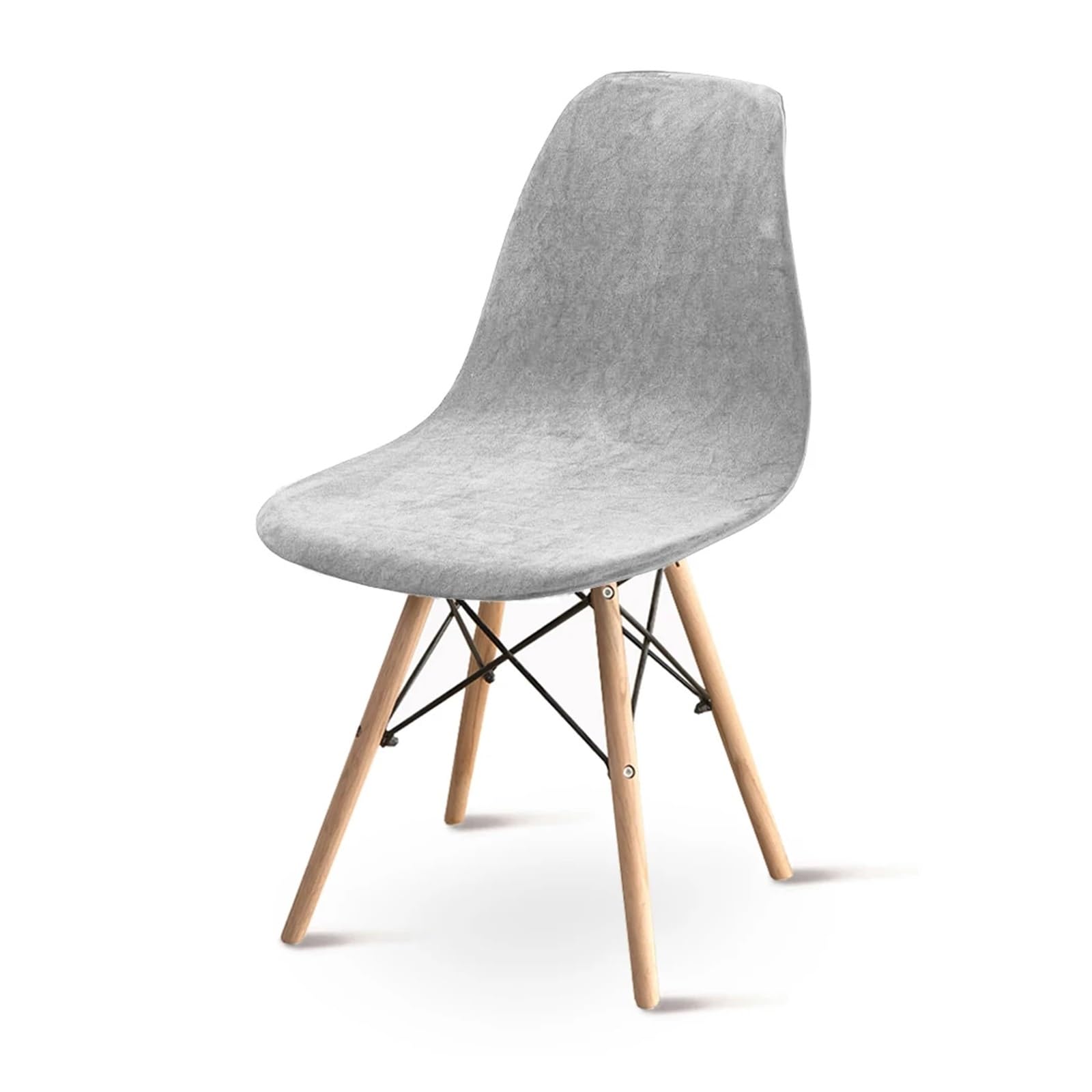 SHBHWS Velvet Shell Chair Cover Soft Removable Elastic Seat Banquet Bar Stool for Hotel, Banquet(Light Grey)