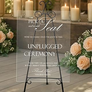 Modern "Pick a Seat Not a Side" Wedding Sign, Personalized with Names & Date, Classic Typeface Design, Simple and Elegant Ceremony Decor.