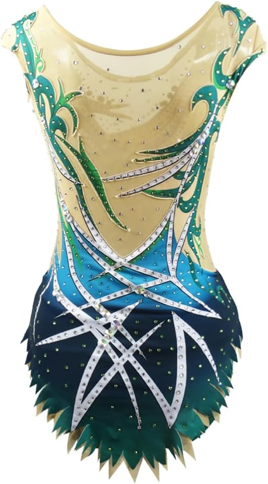 LIUHUO Custom Design Girls Rhythmic Gymnastic Leotards Diamonds Printing Tank Leotards Children Gymnastics Leotards