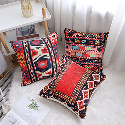 4er Set Dekorative Kissenbezüge 40 x 40 cm Stammes-Abstraktes Rot Orientalisch Kissenbezug Persischer Teppich Muster… – Bild 6