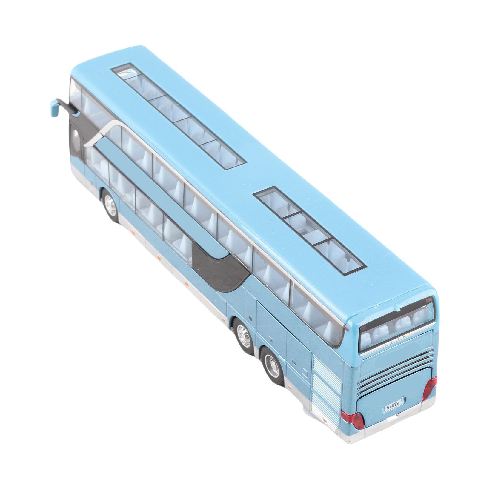 Acouto Elektrisch Spielzeugauto Spielzeugbus Stadtbus Maßstab 1:32 Aluminium Doppeldeckerbus-Modell Bus Spielzeug mit Licht und Musik für Kinder, Geschenkidee (Blau)