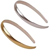 Cbhoktyue 2 Pcs Headband for Women and Girls, Satin Hair Band Gold Silvery Headpiece Hair Accessories, Gold and Silvery