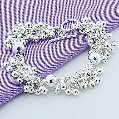 Pulseras de plata 925 mujer LMMSHX dijes uvas cuentas moda femenina 3