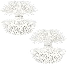 Sibba 800PCS Double Heads Flower Stamen 2mm White Pearlized Artificial Floral Pollens Pistil Handmade Artificial Flower Pistil Matt-Like Stamen for DIY Flowers Making Craft Wedding Decoration Supplies