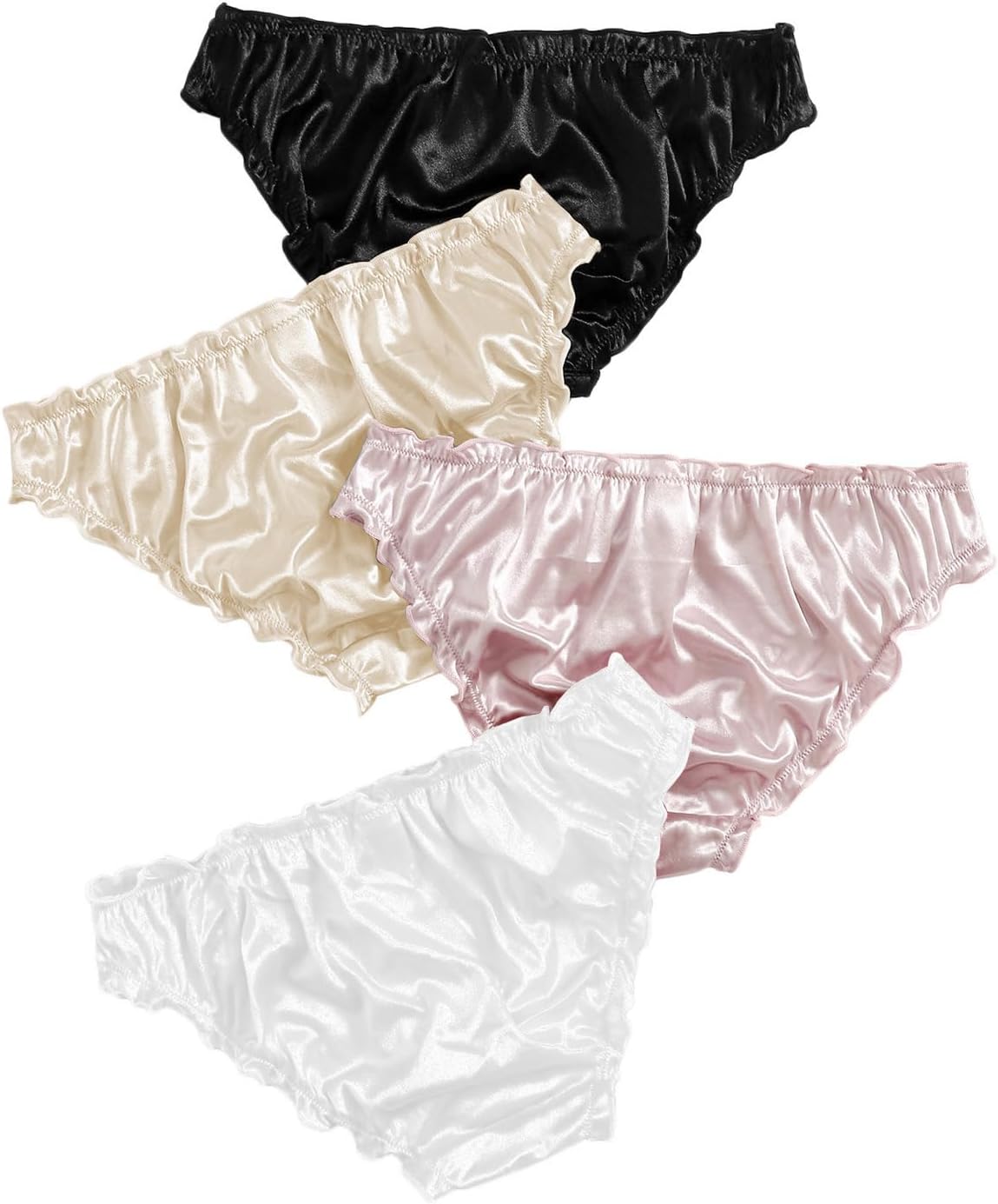 Verdusa Women's 4pack Frill Trim Satin Underwear Briefs Panty Set - Image 2